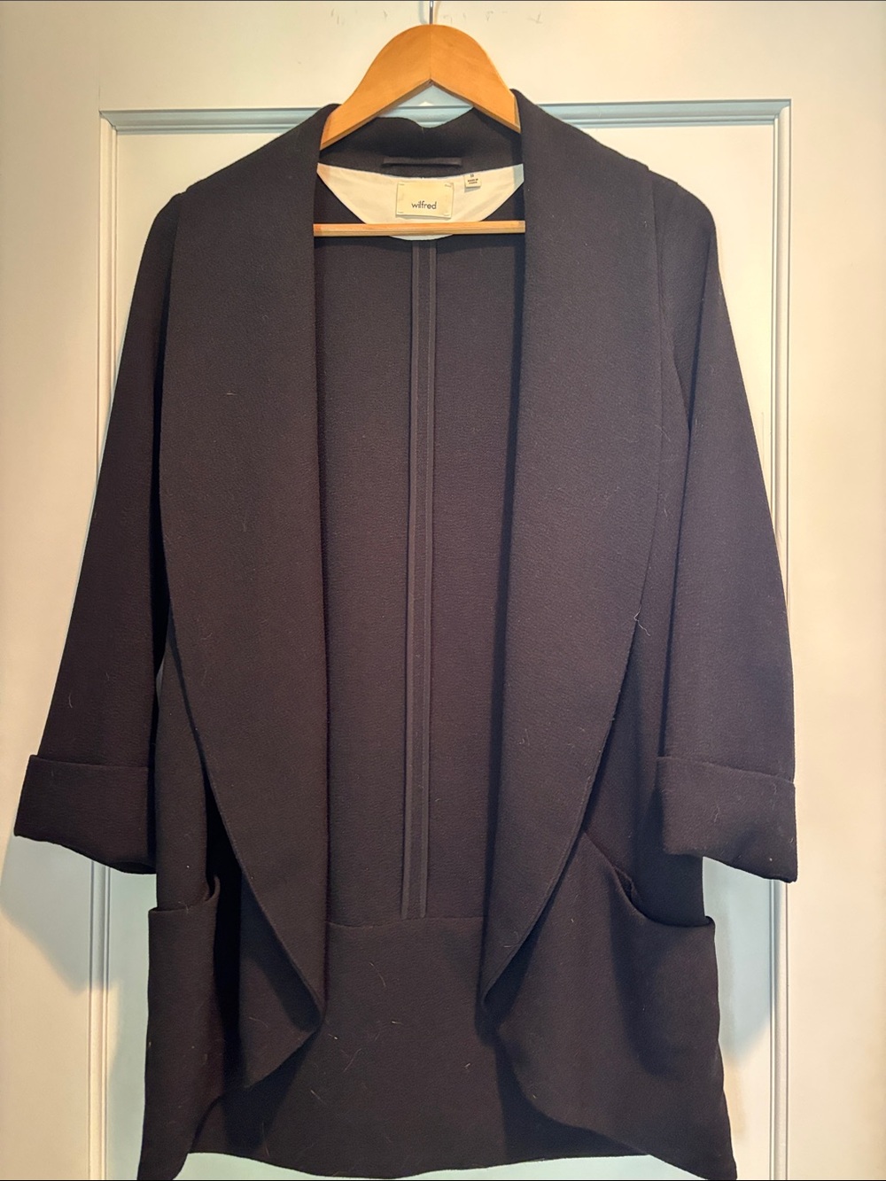 Wilfred by aritzia Black Open-Front Shawl Collar blazer